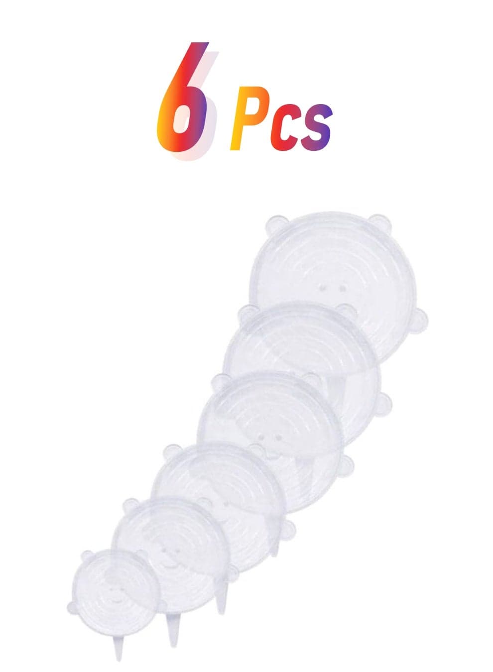 6-Piece Stretch Lids Set Clear