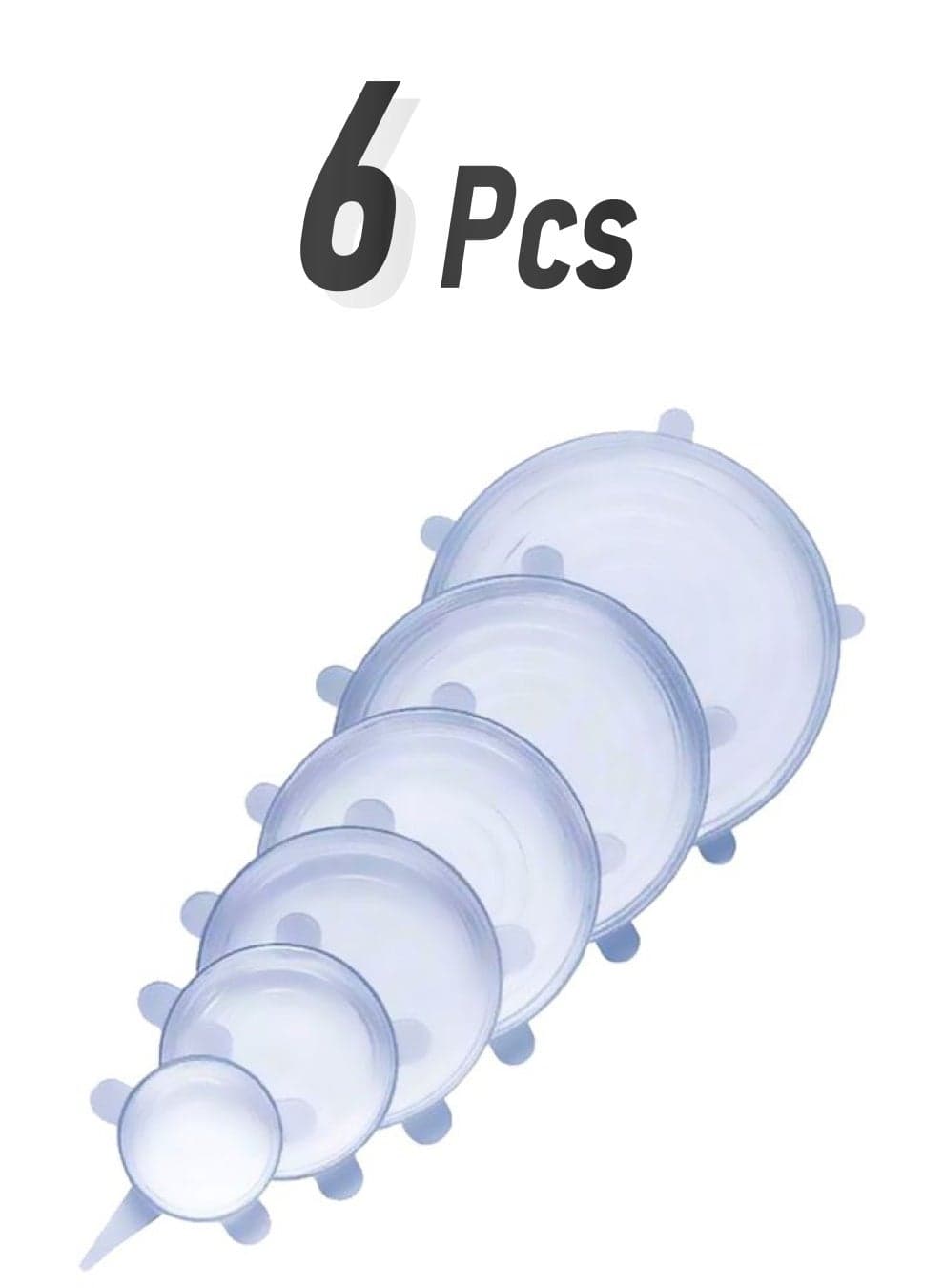 6-Piece Silicone Stretch Lid Set Clear 6-Piece