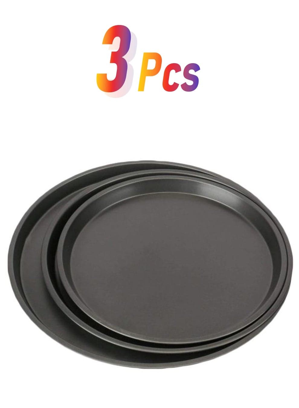 3-Piece Carbon Steel Pizza Pan Black