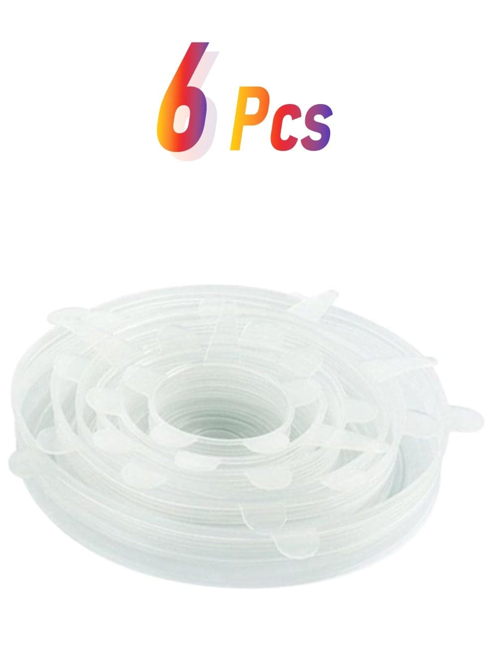 6-Piece Reusable Silicone Lid Set Clear