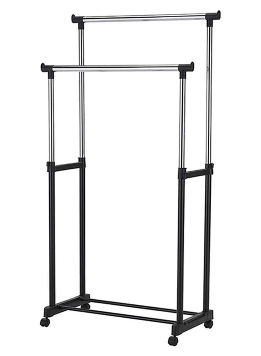 Double Pole Clothes Hanger Black/Sliver 84.5 x 43cm