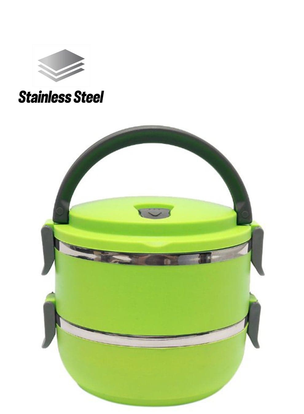 2-Layer Insulated Food Container Lunch Box Green/Grey