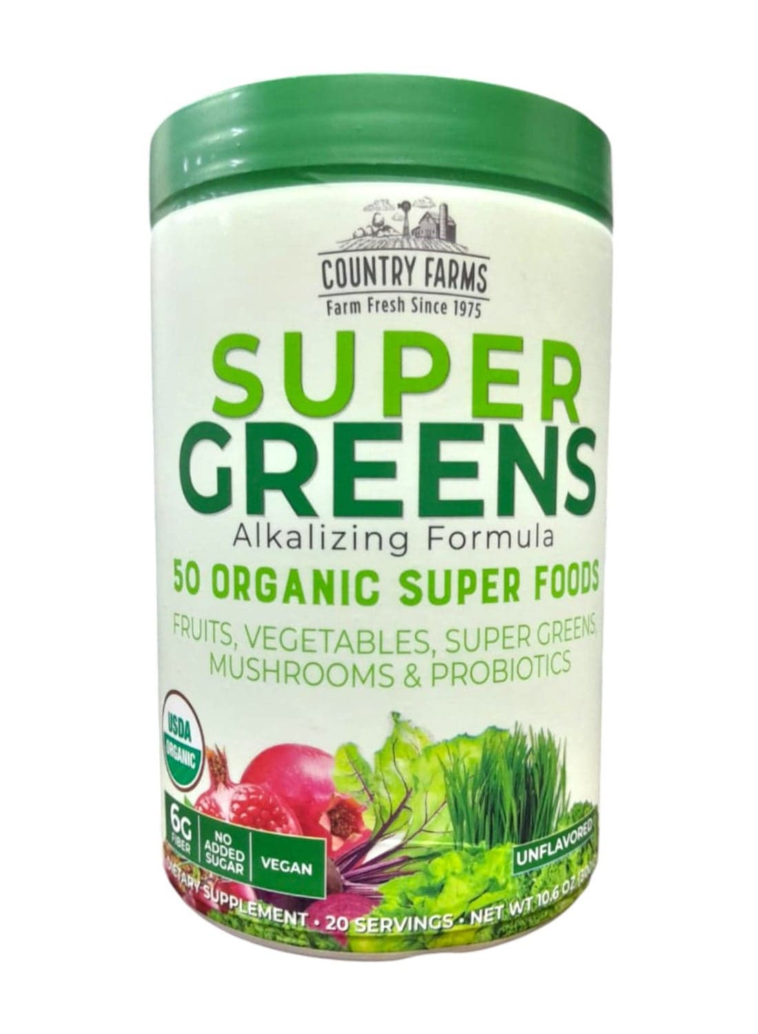 Super Greens, 50 Organic Super Foods, Unflavored, 10.6 oz