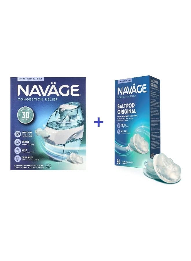 Nasal Care, Nose Cleaner Starter Kit, Saline Nasal Rinse Kit with 1 Nose Cleaner and 30 SaltPods for Congestion Relief  1 Kit