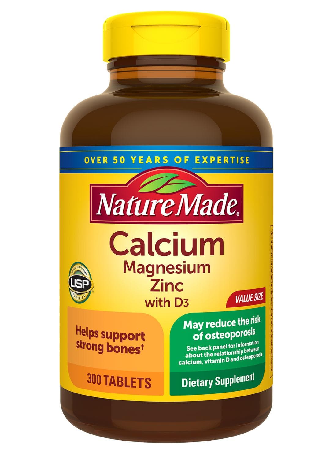 Nature Made Calcium, Magnesium and Zinc with Vitamin D3, 300 Tablets