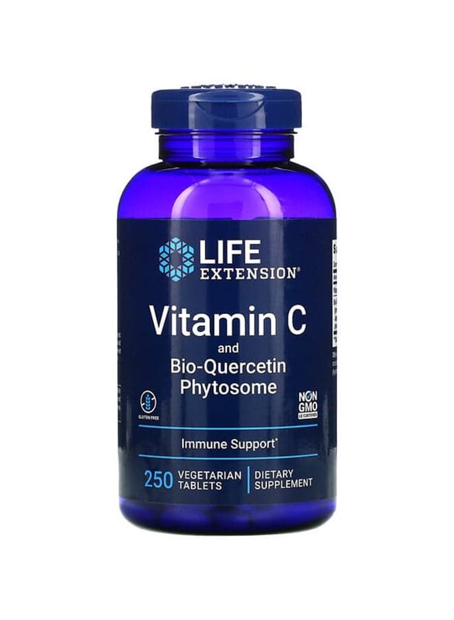 Vitamin C And Bio-Quercetin Phytosome Immune Support Dietary Supplement (1000 Mg) - 250 Vegetarian Tablets