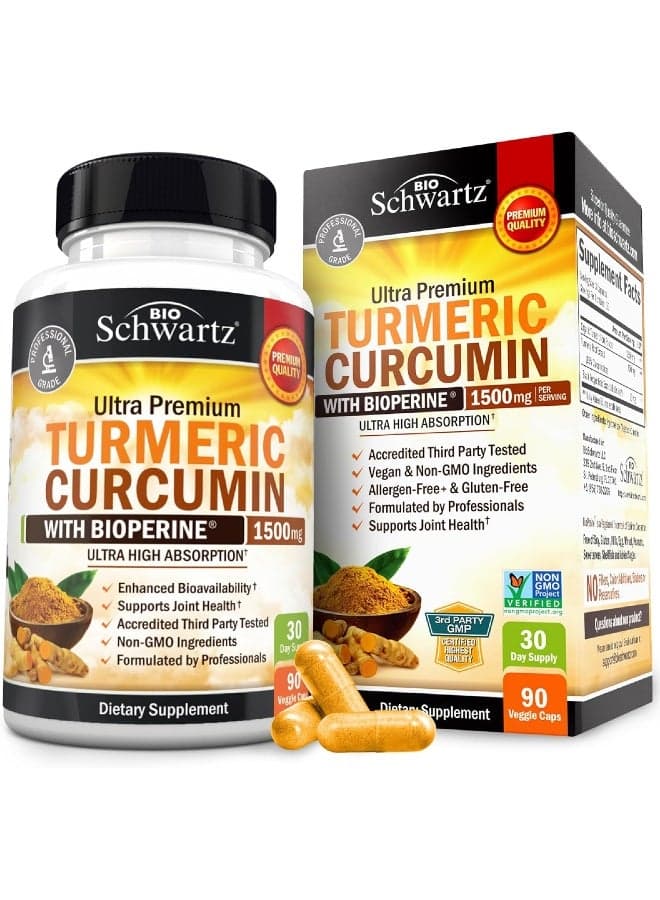 Turmeric Curcumin 1500mg Dietary Supplement - 90 Capsules