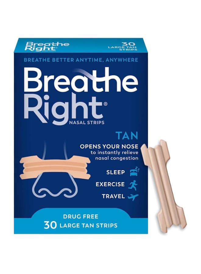 Nasal Strips Tan, 30 Large Strips Packaging May Vary