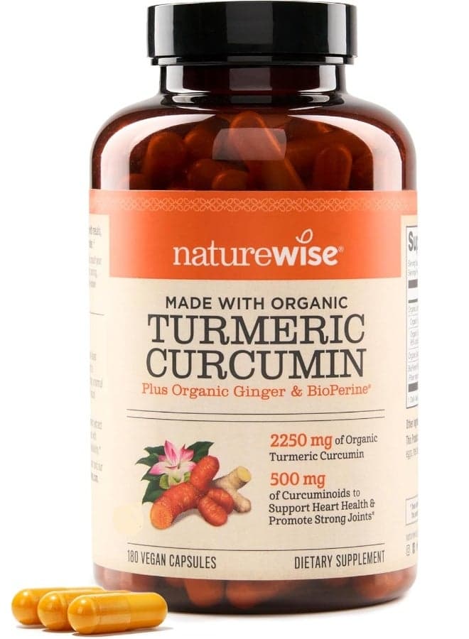 ORGANIC Turmeric Curcumin, 180 Vegan Capsules