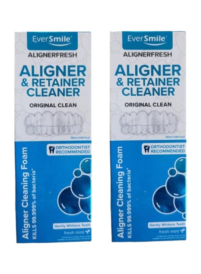 (Pack Of 2) Aligner Cleansing Foam, Whitens Teeth, Mint, 2X50 Ml Packaging May Vary 50 x 2ml