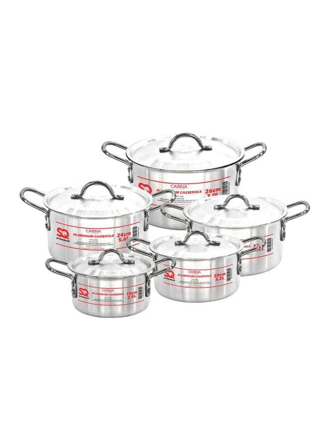 5-Piece Carina Aluminium Stockpot Set With Lid Silver 5-Piece