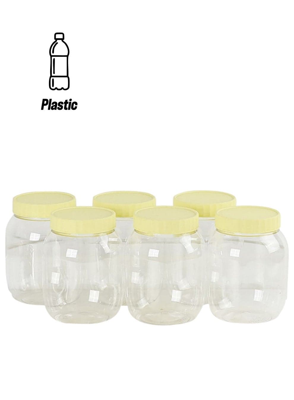 6-Piece Plastic Spice Storage Jar Beige/Clear 750ml