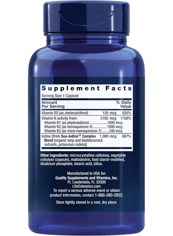 Vitamins D And K With Sea-Iodine Dietary Supplement - 60 Capsules