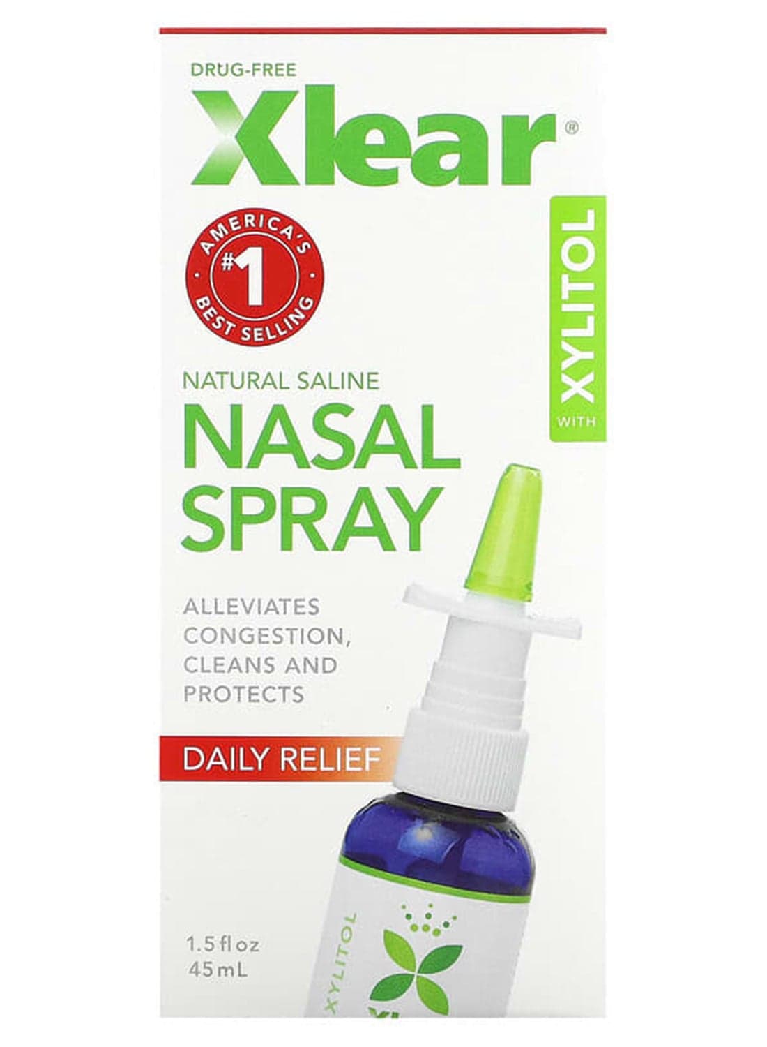 Xlear, Xylitol Saline Nasal Spray, Daily Relief, 1.5 Fl Oz (45 Ml)