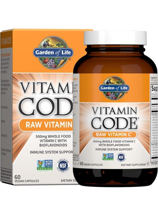 Code Raw Vitamin C Dietary Supplement - 60 Vegan Capsules
