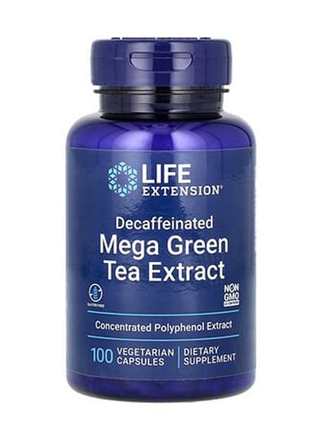 Decaffeinated Mega Green Tea Extract Dietary Supplement - 100 Vegetarian Capsules