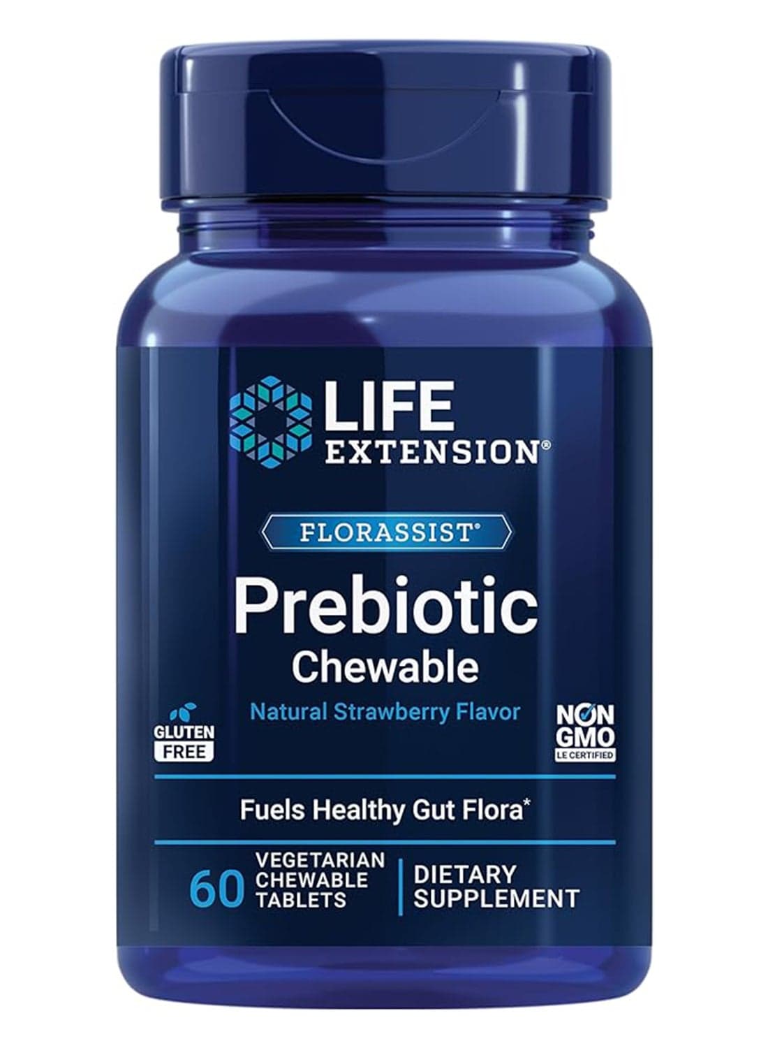 Florassist Prebiotic Chewable Dietary Supplement - Natural Strawberry - 60 Tablets