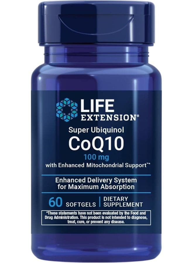 Super Ubiquinol CoQ10 With Enhanced Mitochondrial Support 100 MG Dietary Supplement - 60 Softgels