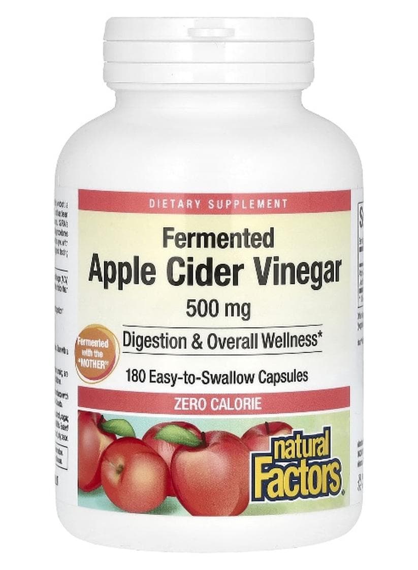 Fermented Apple Cider Vinegar, 500 mg, 180 Easy to Swallow Capsules