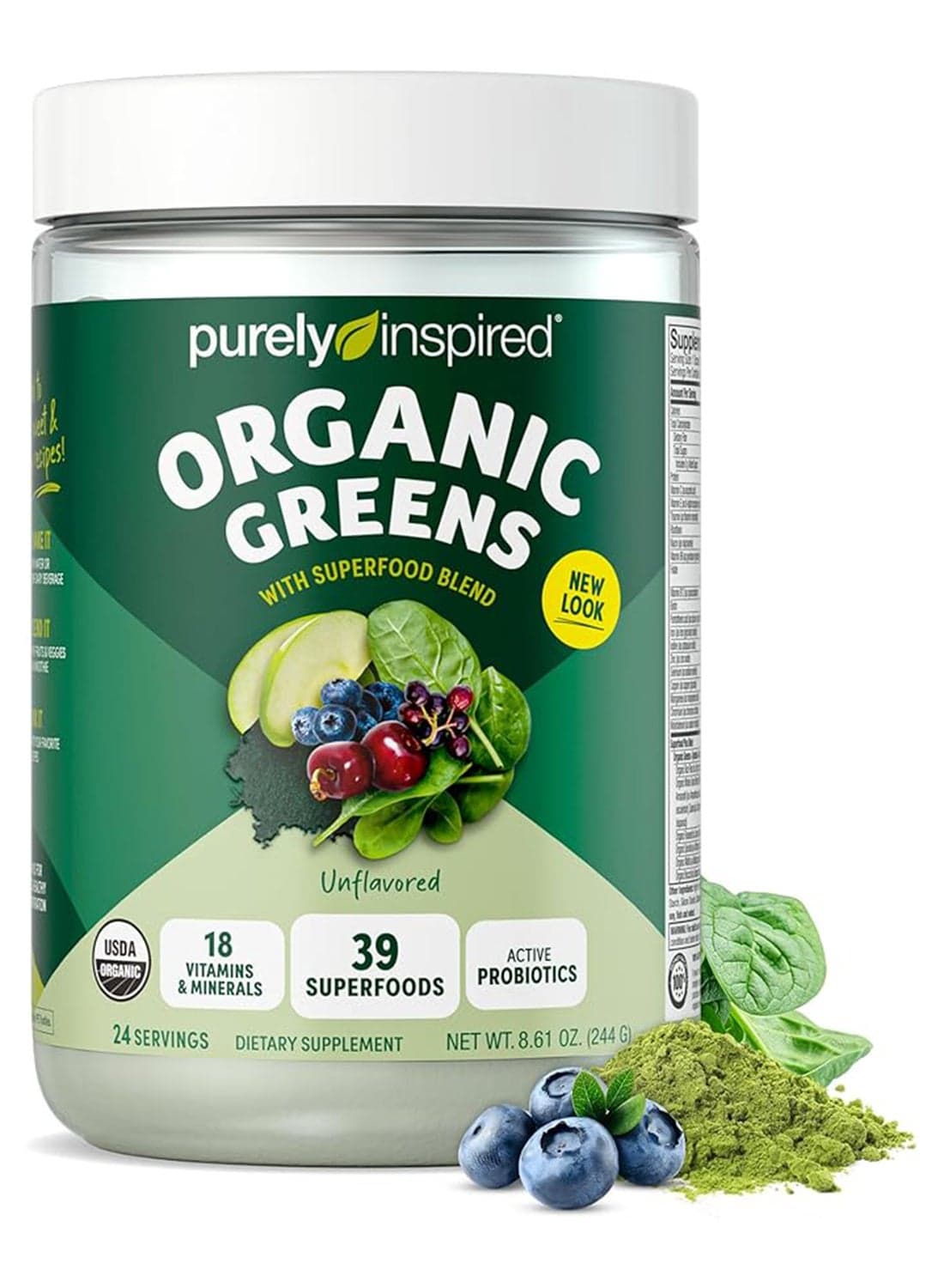 Purely Inspired Organic Green , Unflavored (24 Servings) 8.61 Oz