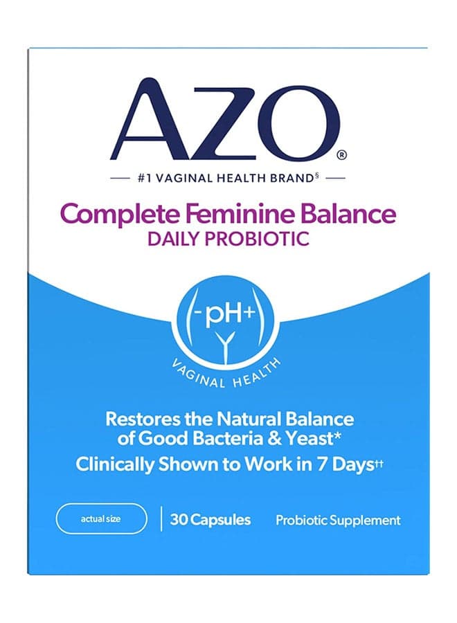 AZO, Complete Feminine Balance, Daily Probiotic, 5 Billion, 30 Once Daily Capsules