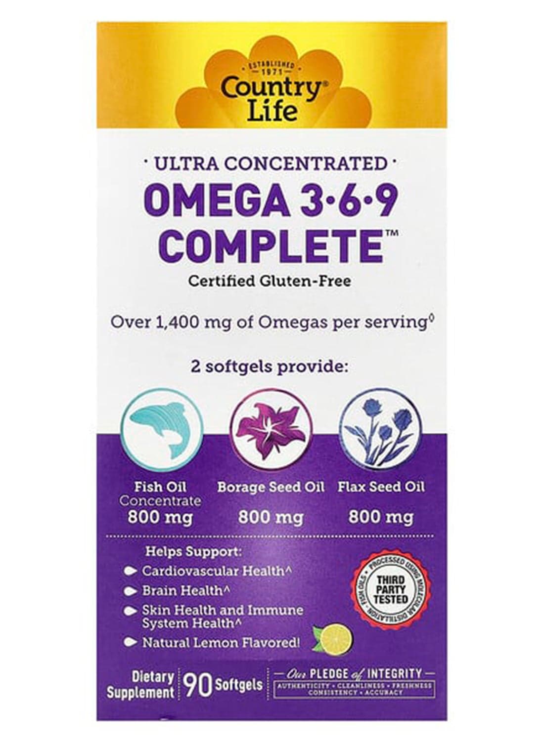 Ultra Concentrated Omega 3-6-9 Complete Diatery Supplements-90 Softgels
