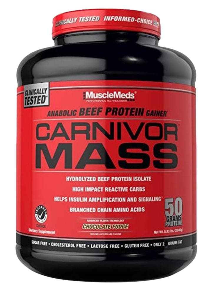 Anabolic Beef Protein Gainer, Carnivor Mass - 50 Grams Protein! - Chocolate Fudge, 5.83 lbs