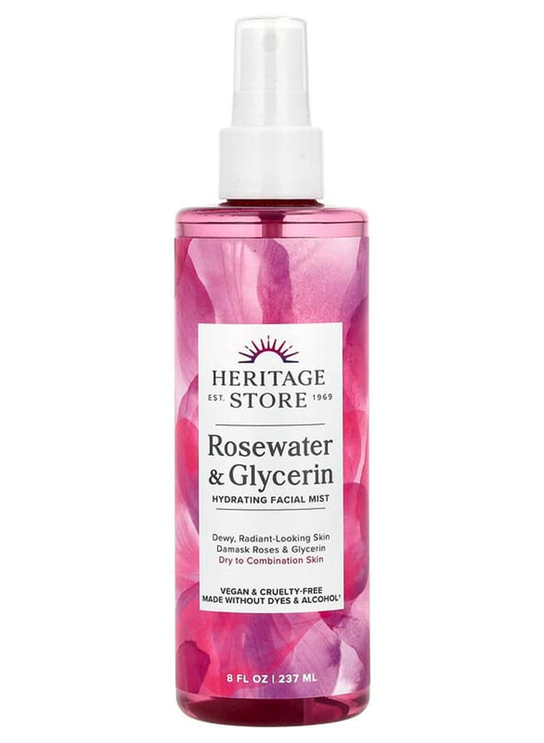 Heritage Store, Rosewater & Glycerin, Hydrating Facial Mist, 8 Fl Oz 237ml