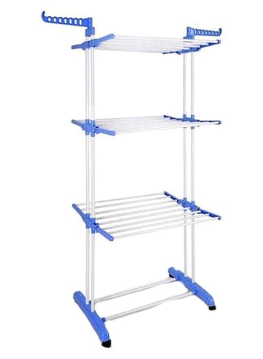 Stainless Steel Cloth Drying Rack Silver/Blue
