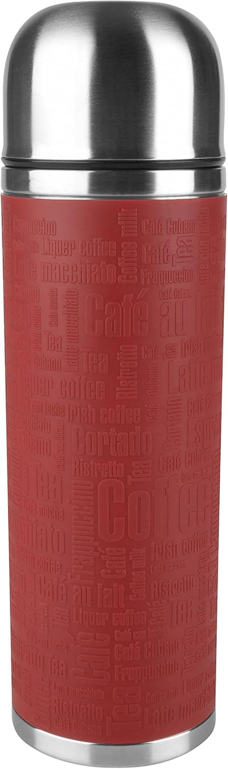 EMSA 1L Senator Vacuum Flask - Red Maroon/Silver 1Liters