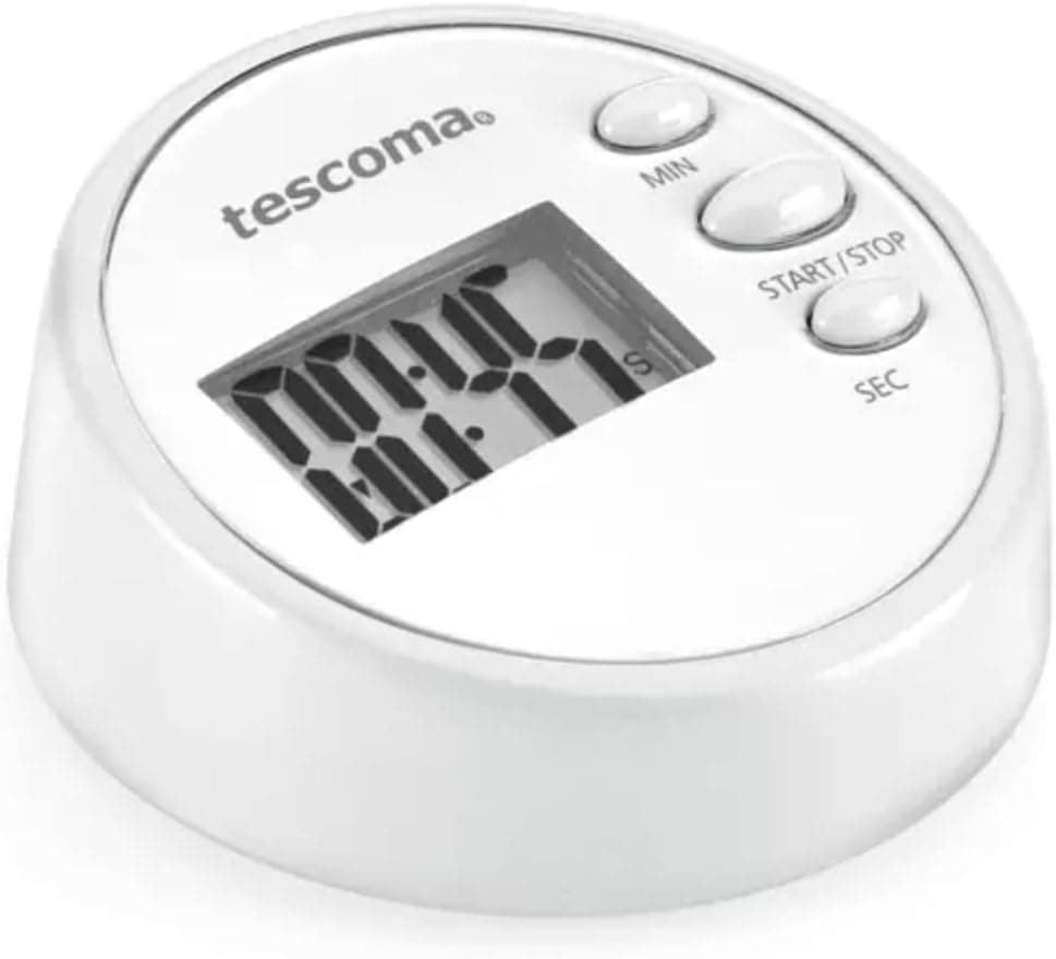 Tescoma Digital Kitchen Timer 99' Presto - Assorted Color, 12.5 x 10.5 x 3.1 cm Red/White 12.5x11.5x4cm