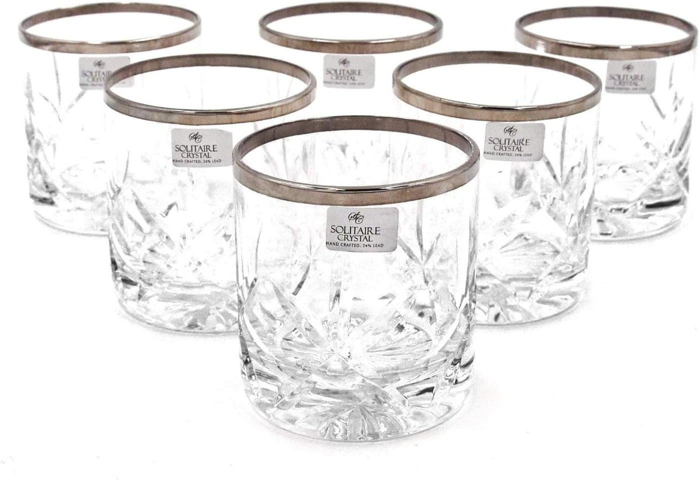 SOLITAIR 6-Piece Star Flower Crystal Tumbler Set – Decorative Glassware Clear 21x28x9cm