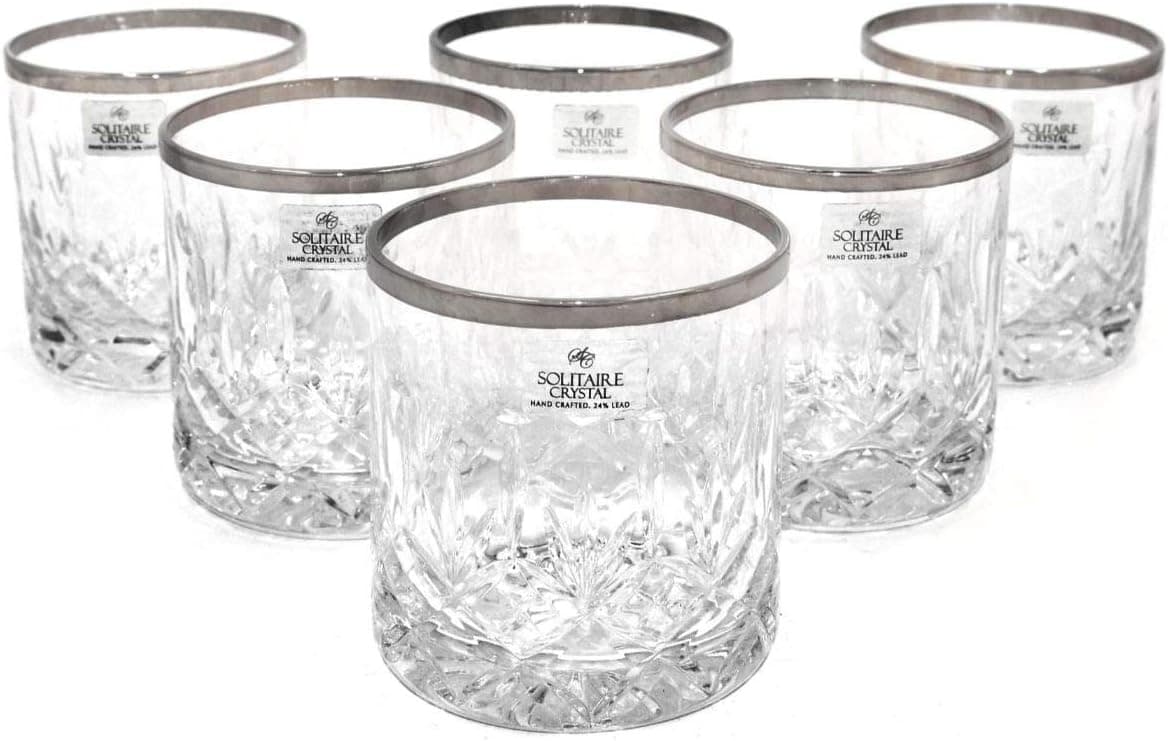 SOLITAIR 6-Piece Crystal Soft Tumbler Set with Modern Finish Clear/Silver 21x28x9cm