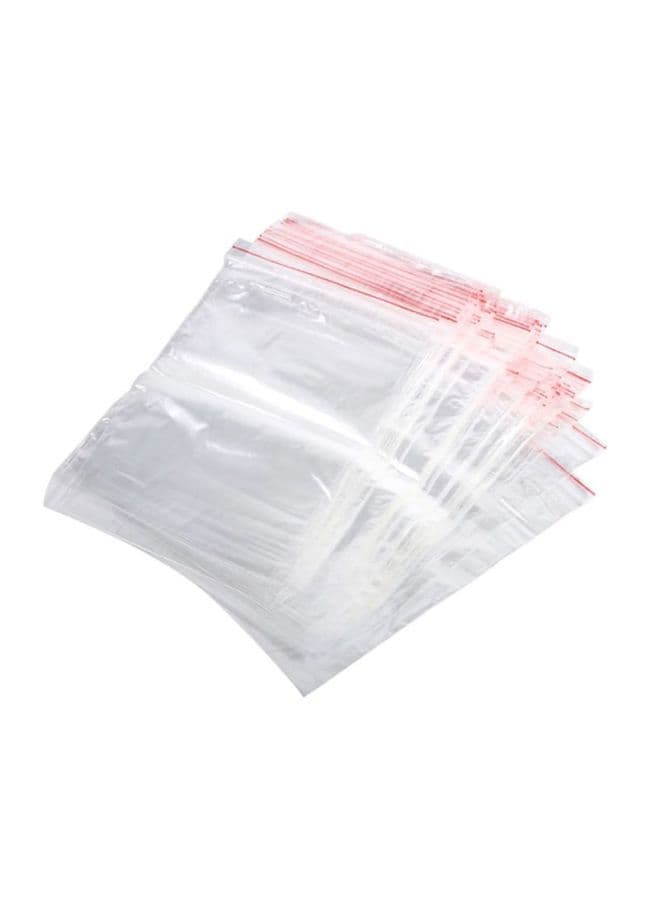 100-Piece Reusable Zip Lock Plastic Packaging Bags Set Clear 10x15cm