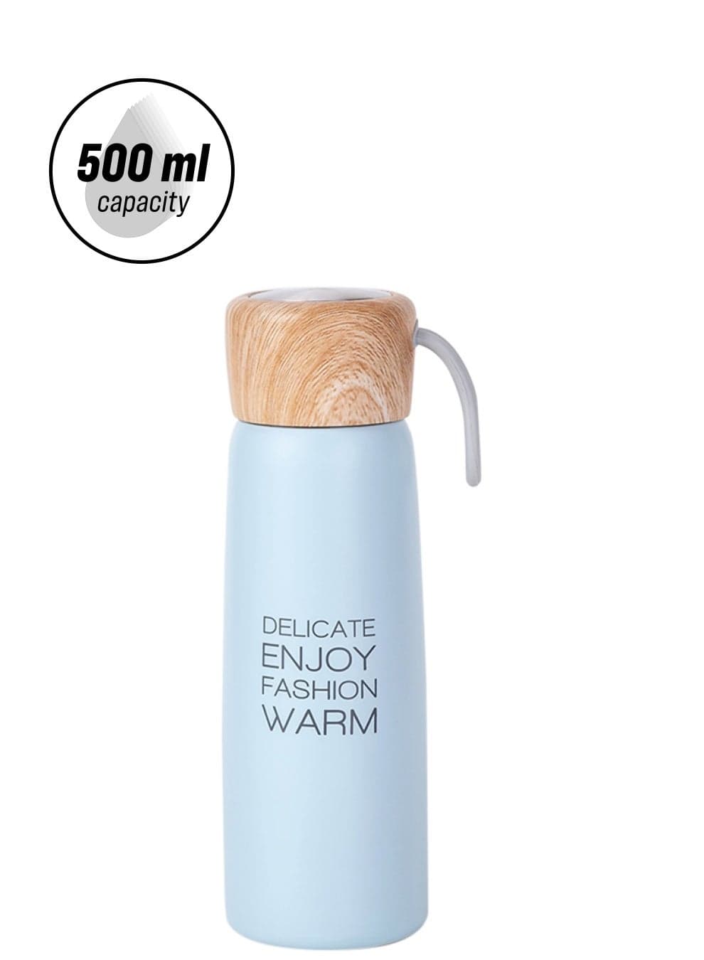 Stainless Steel Thermal Travel Mug With Fox Shape Cover Sky Blue/Brown