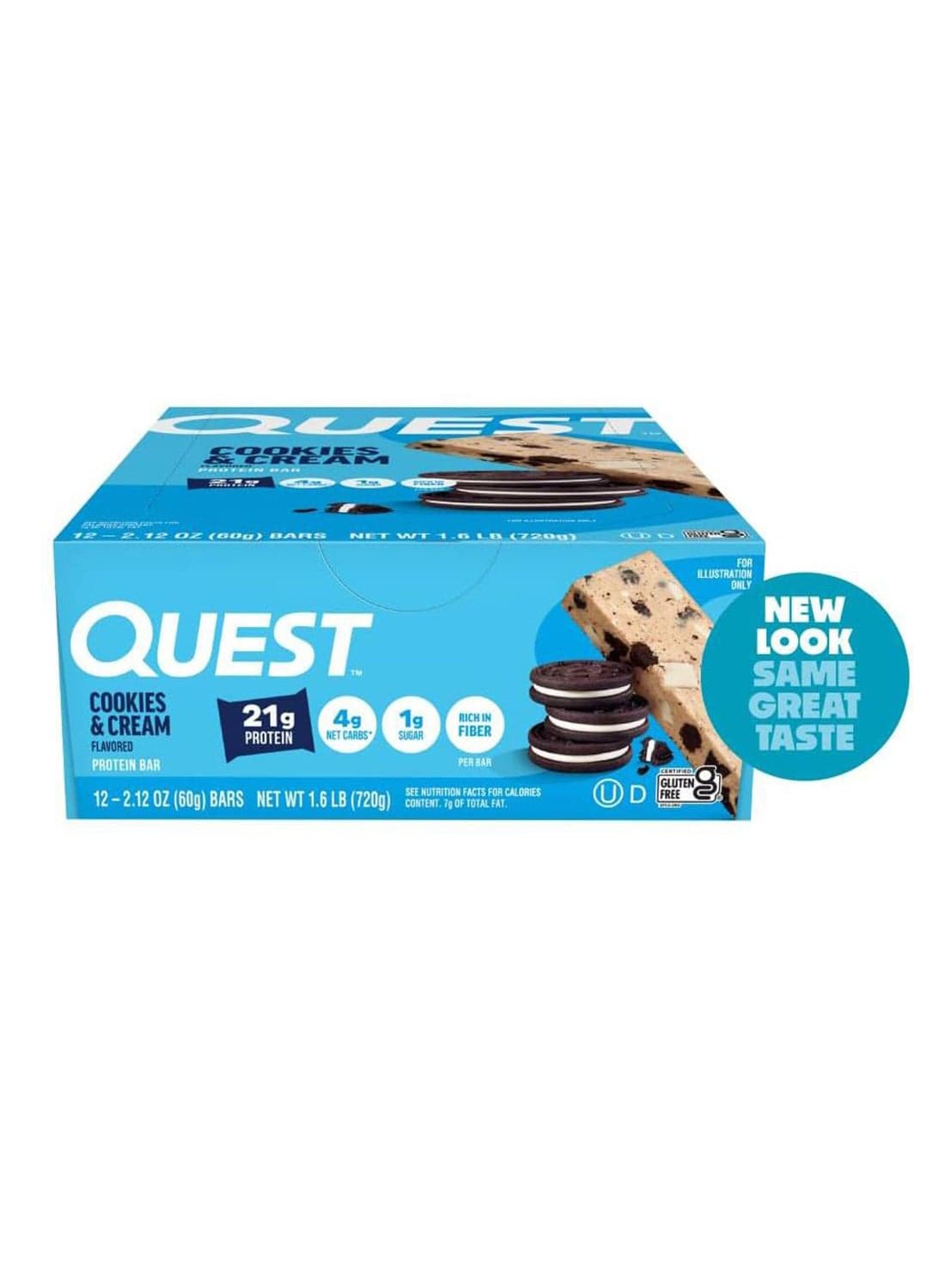 Protein Bar Cookies And Cream 12 - 2.12oz Net Wt 1.6lb 720 G