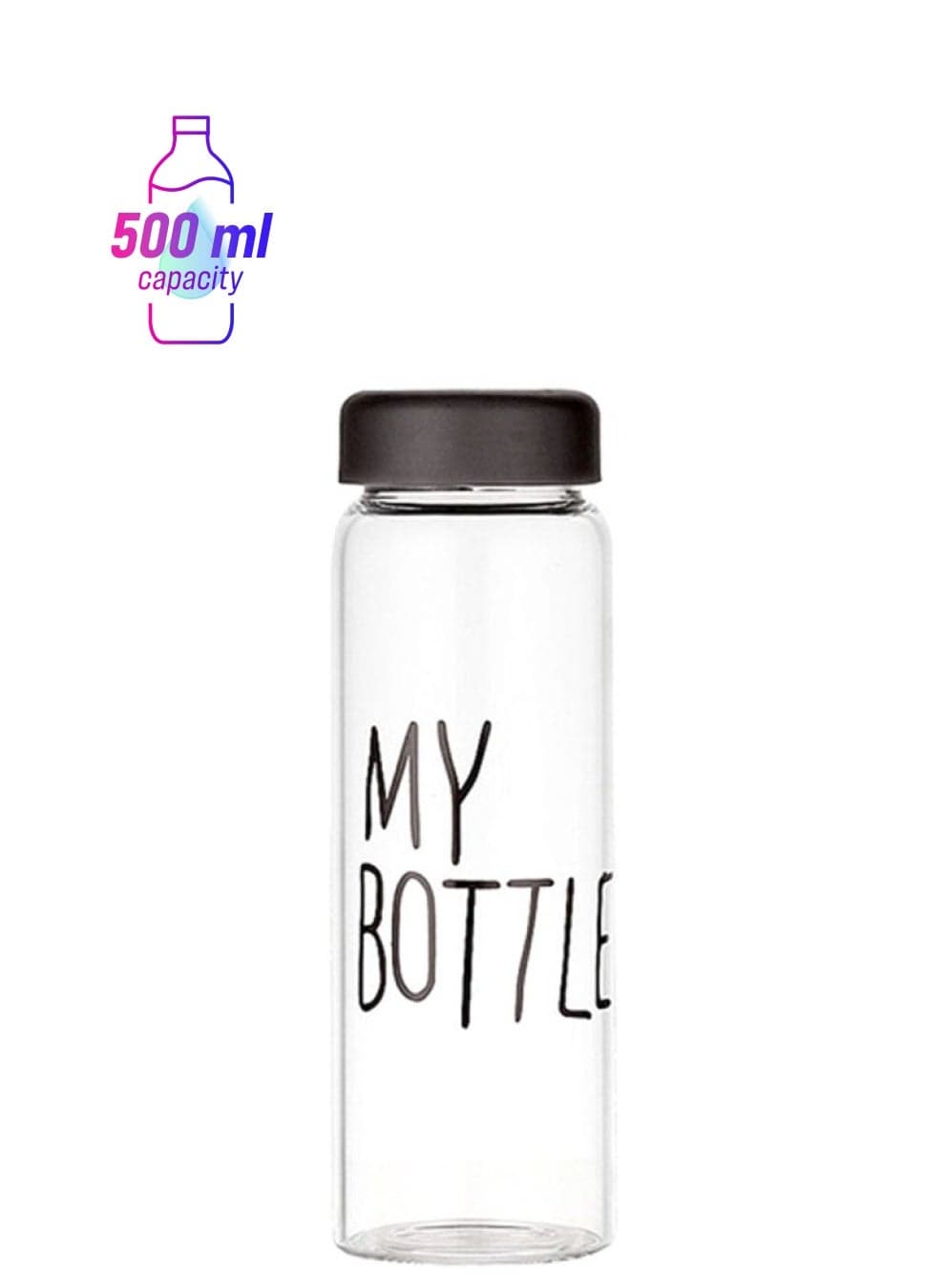 Heat Resistant Leakproof Water Bottle Clear/Black