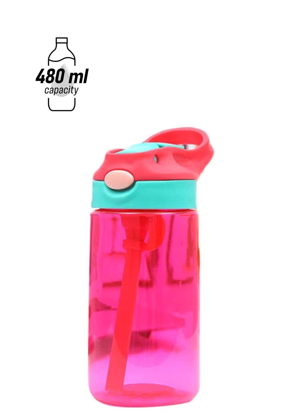 Creative Cartoon Water Bottle With Straw Pink/Blue