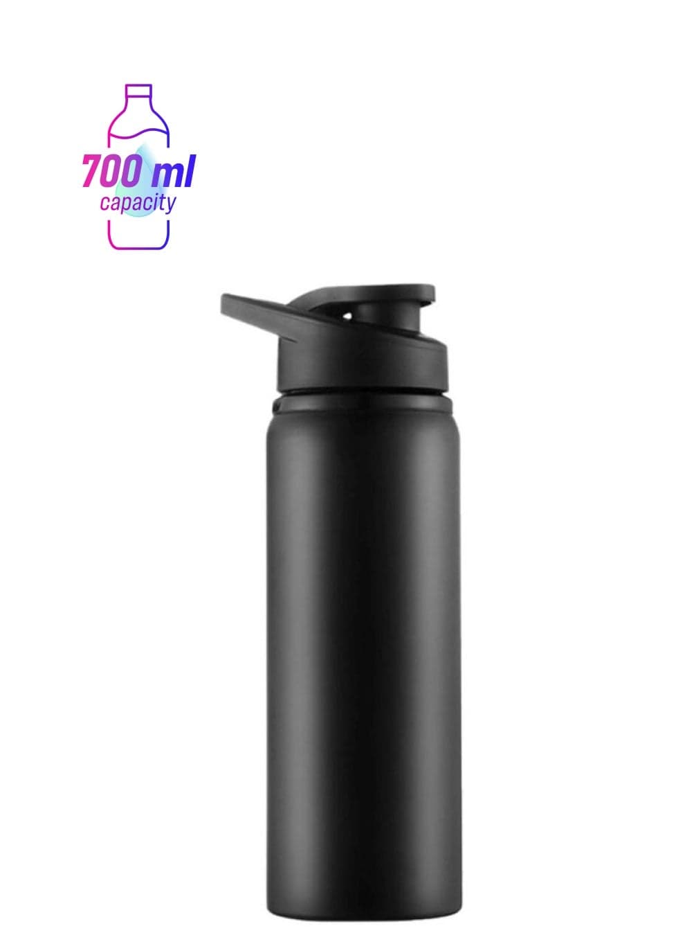 Stainless Steel Water Bottle Black 7.2x22.8cm