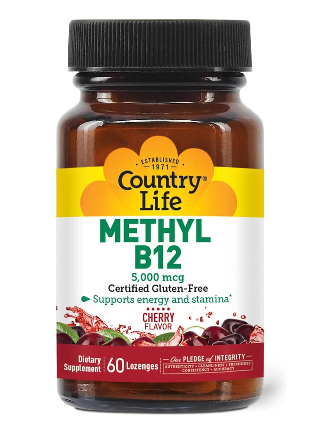 Country Life Methyl B12 5,000 Mcg Cherry Flavor 60 Lozenges