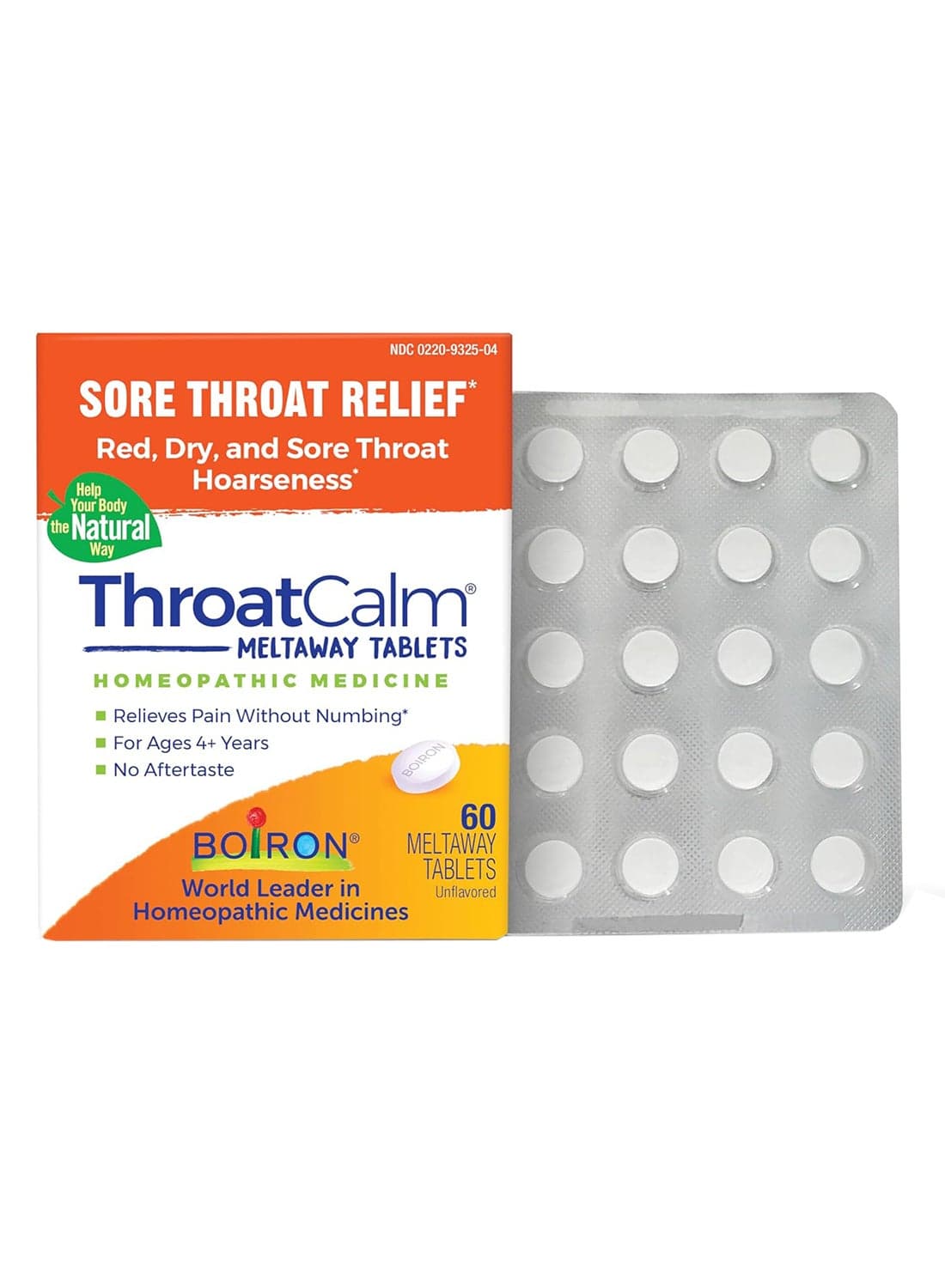 Throat Calm, Sore Throat Relief, 60 Meltaway Tablets