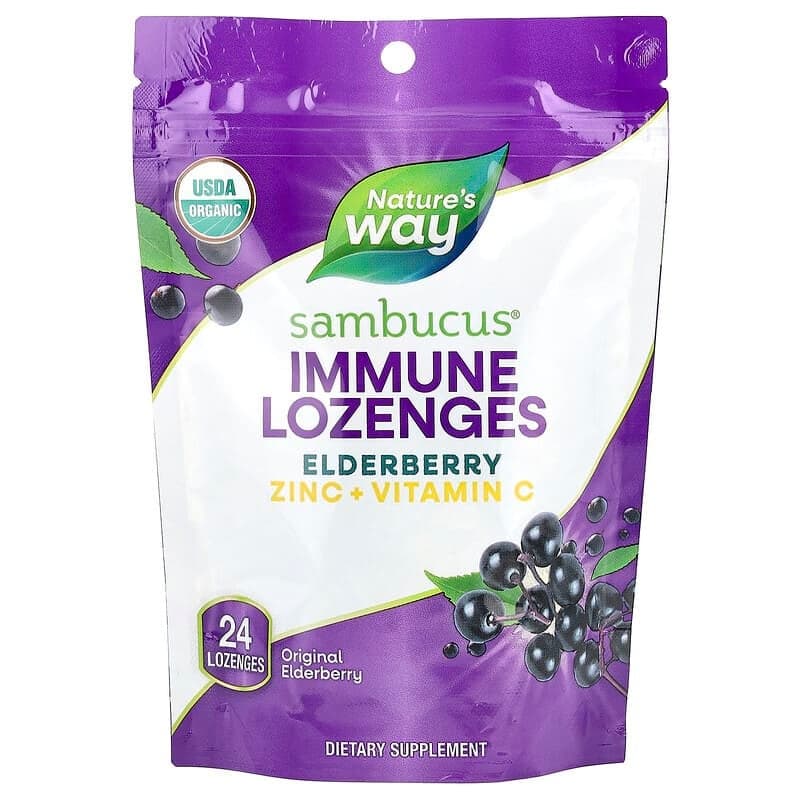 Sambucus Elderberry, Immune Lozenges, Original Elderberry, 24 Lozenges Packaging May Vary
