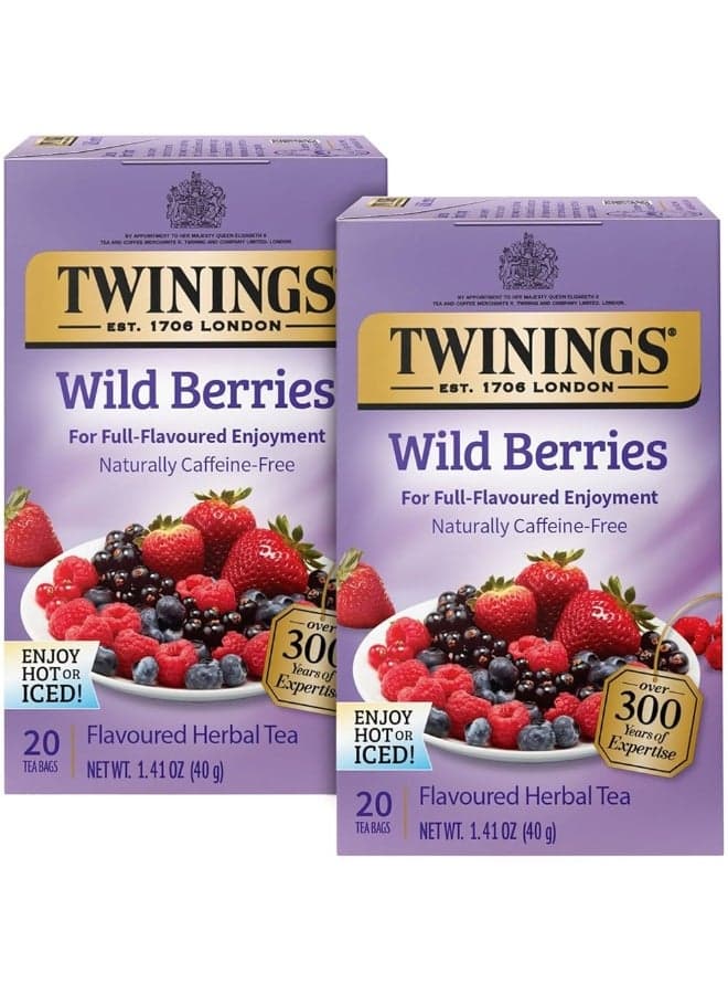 Twinings of London Wild Berries Herbal Tea Bags, 20 Count