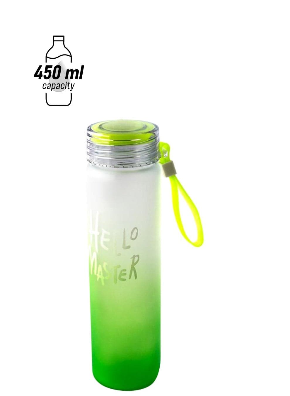 Hello Master Borosilicate Glass Water Bottle Green 450ml