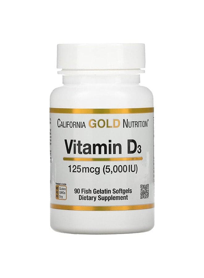 Vitamin D3 Fish Gelatin Dietary Supplement - 90 Softgels