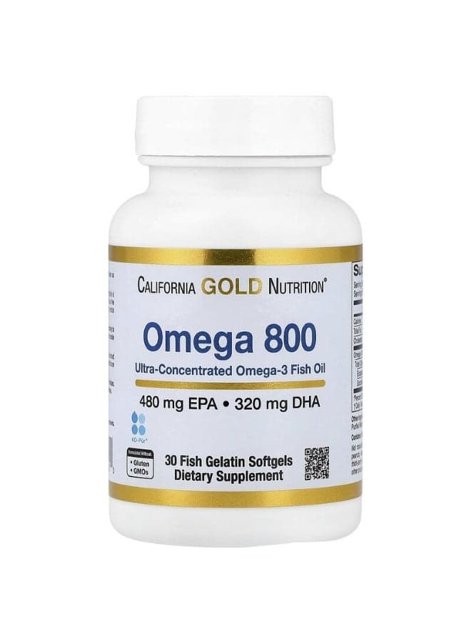 Omega 800 Pharmaceutical Grade Fish Oil - 30 Gelatin Softgels