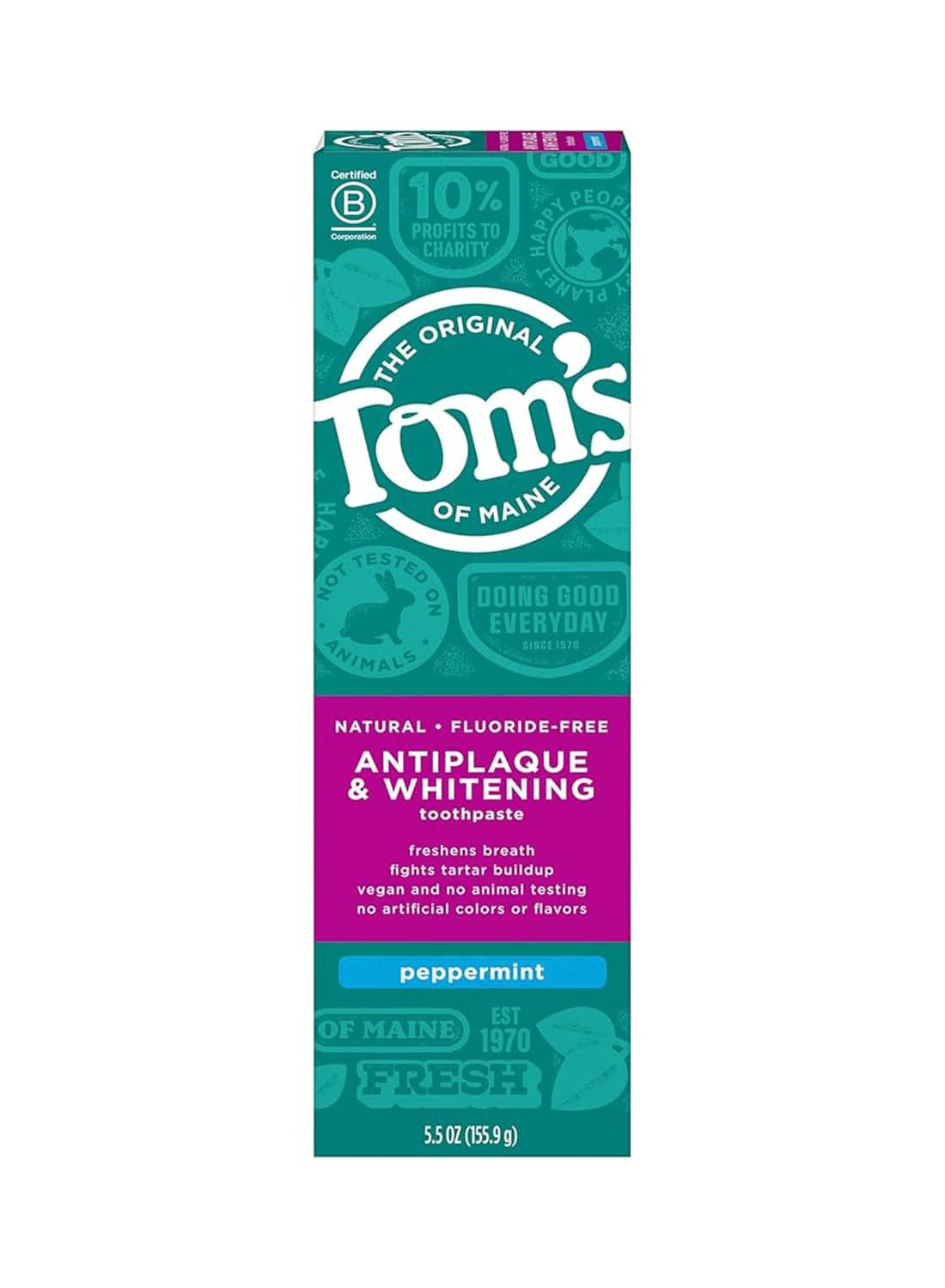 Antiplaque And Whitening Fluoride Free Peppermint Toothpaste 155.9grams 155.9grams