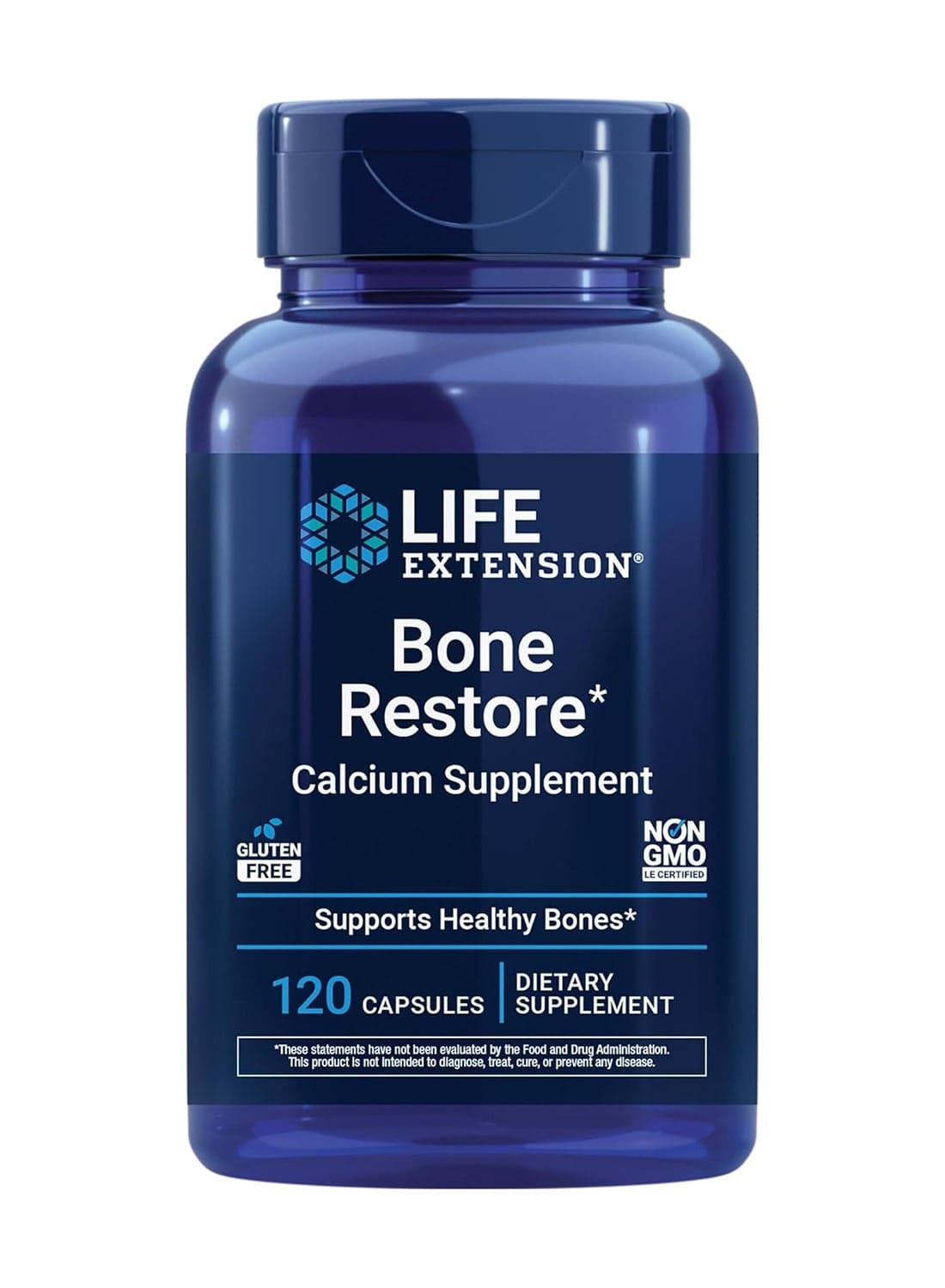 Life Extension Bone Restore Calcium Supplement Non-GMO, Gluten-Free 120 Capsules