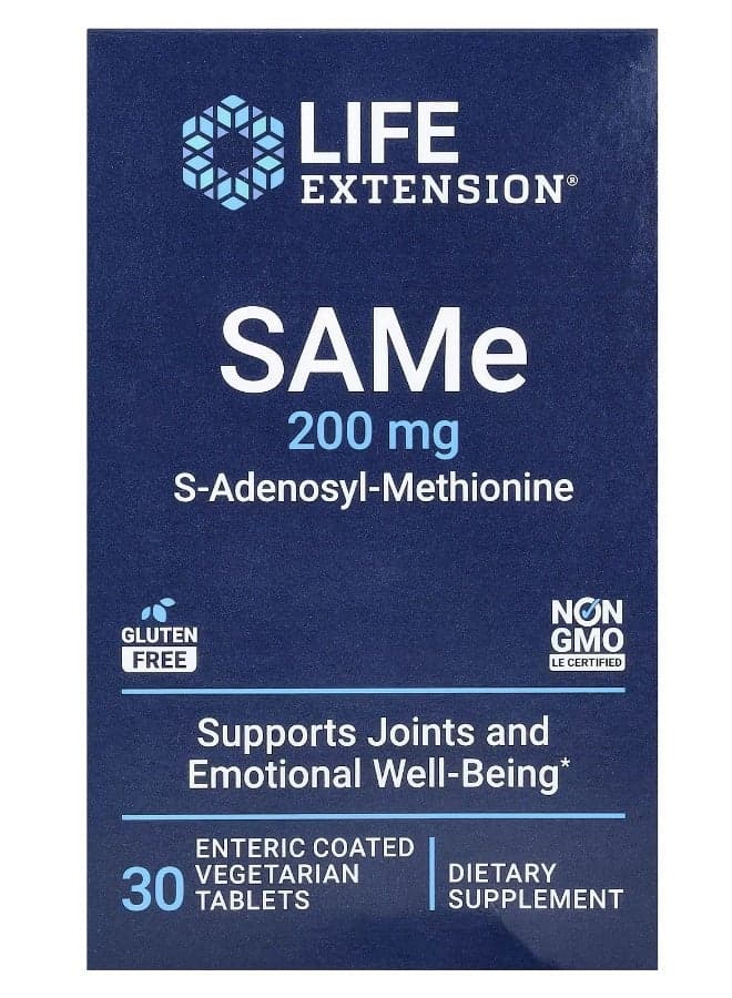 SAMe S-Adenosyl-Methionine, 200 mg, 30 Enteric Coated Vegetarian Tablets Packaging May Vary