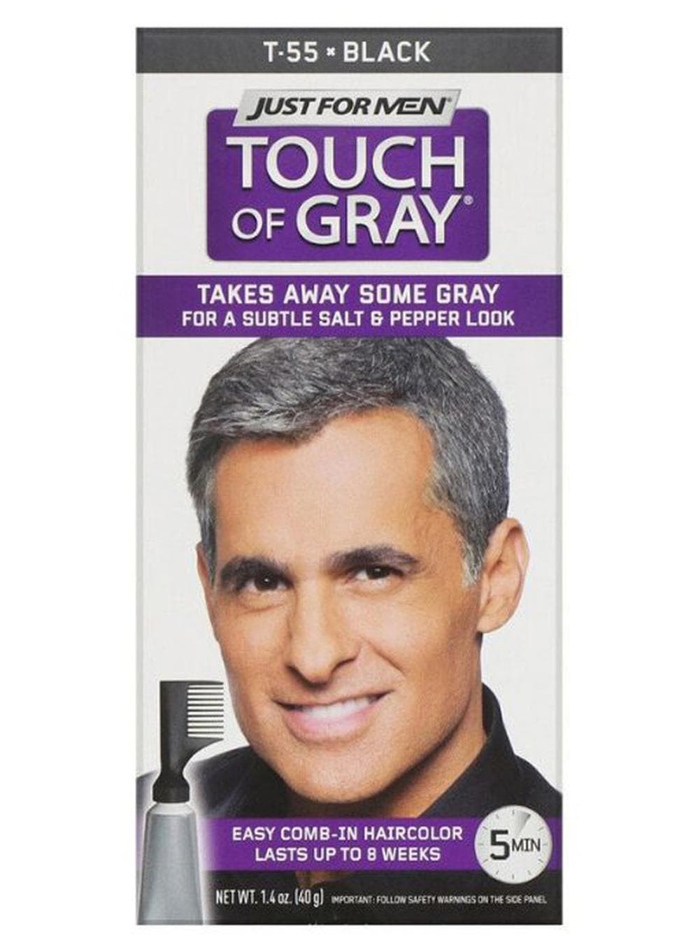 Touch Of Gray Comb-In Hair Colour T-55 Black 40grams